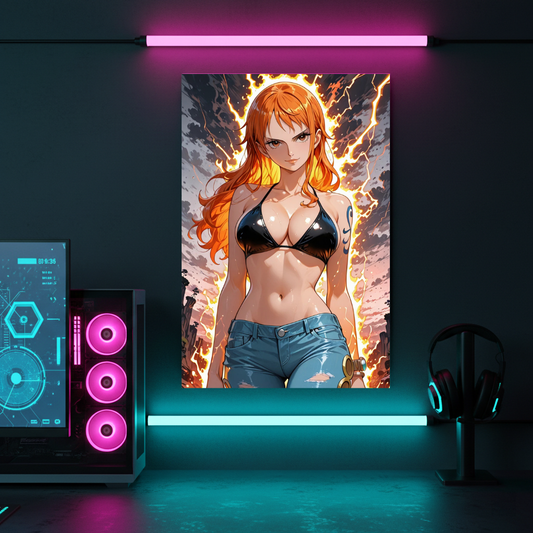 Nami – One Piece Anime Metal Poster, Glossy Wall Art & Navigator Metal Display
