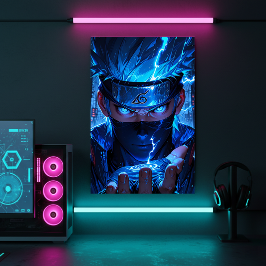 Kakashi Hatake Chidori | Premium Metal Displate | Naruto Shippuden Wall Art & Magnet Poster