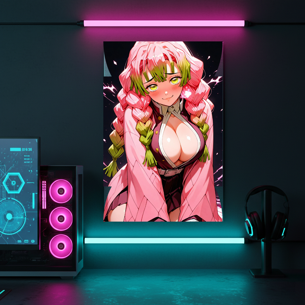 Mitsuri Kanroji – Anime Metallposter & Demon Slayer Metalldisplay (Hashira Wandkunst)
