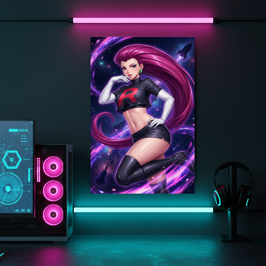 Jessie Team Rocket – Pokémon Anime Metal Poster, Shiny Wall Art &amp; Glamour Metal Display