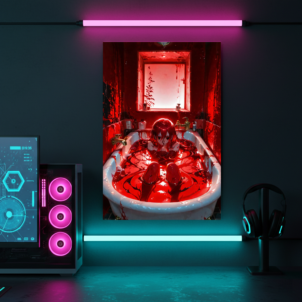 Submerged in Crimson – Artistic Horror Metal Print