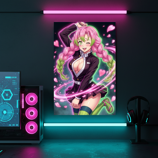 Mitsuri Kanroji – Demon Slayer Anime Metal Poster, Glossy Wall Art &amp; Love Hashira Metal Display