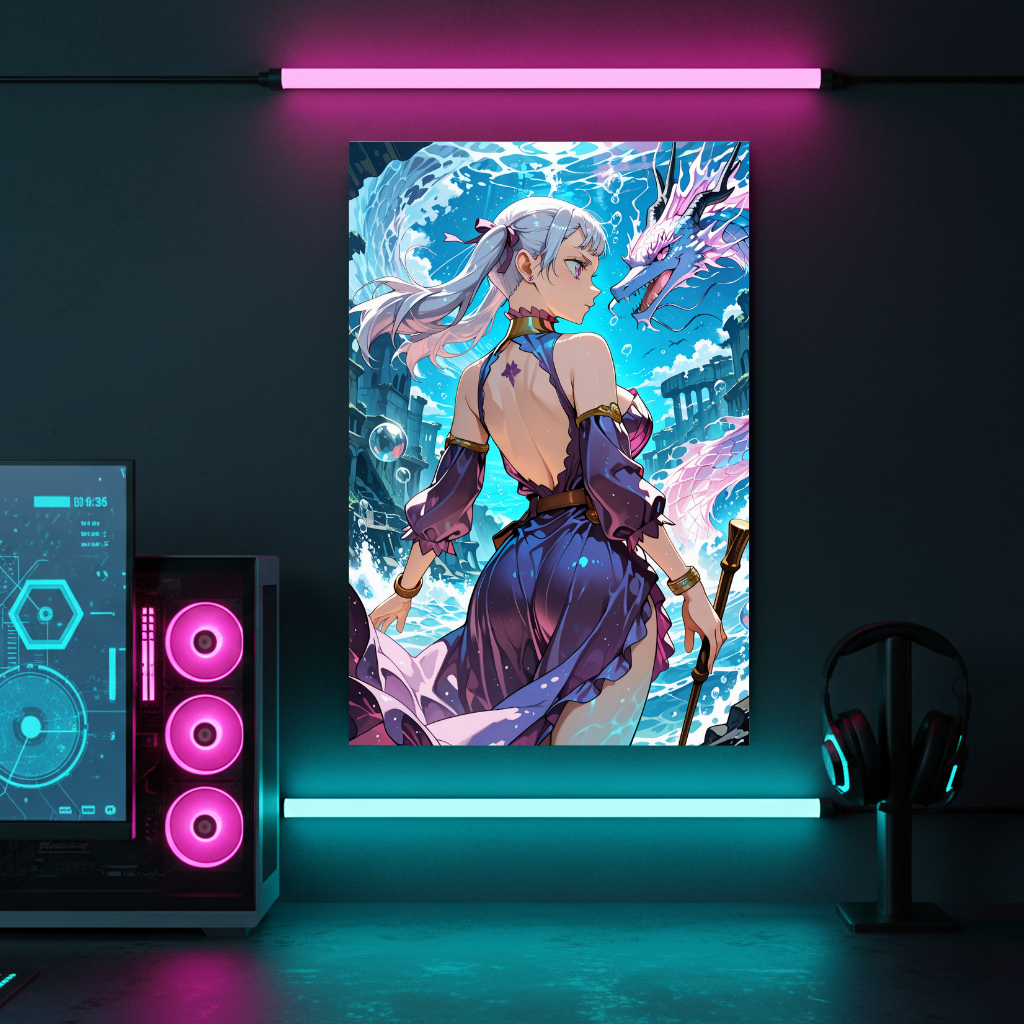 Black Clover Noelle Valkyrie Dragon Metal Poster – Water Magic Art