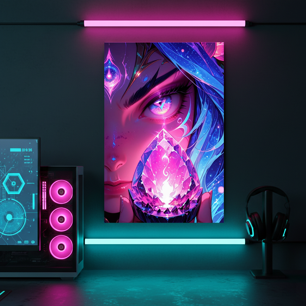 Celestial Crystal Soul – Premium Gaming Wall Decor