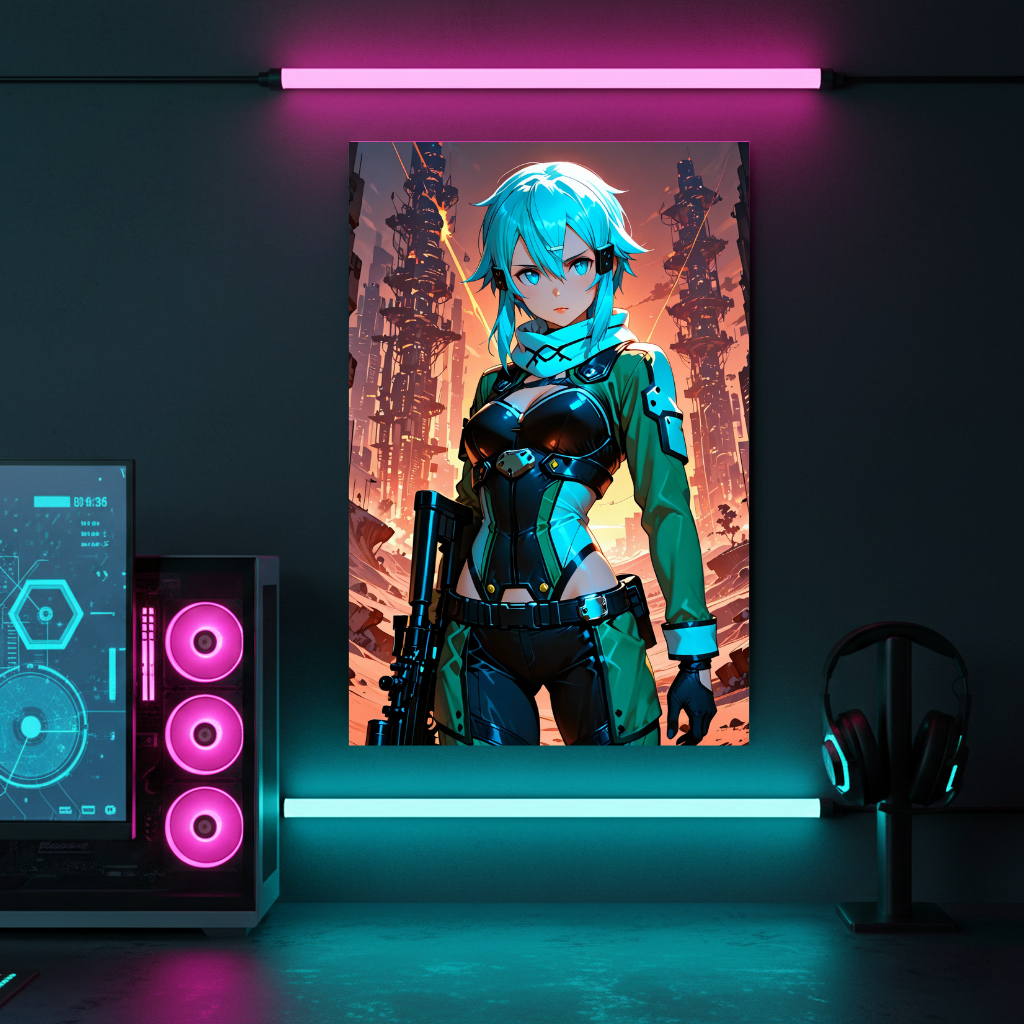 Sinon GGO – Phantom Sniper | Premium Metal Displate | Gun Gale Online Wall Art &amp; Magnet Poster