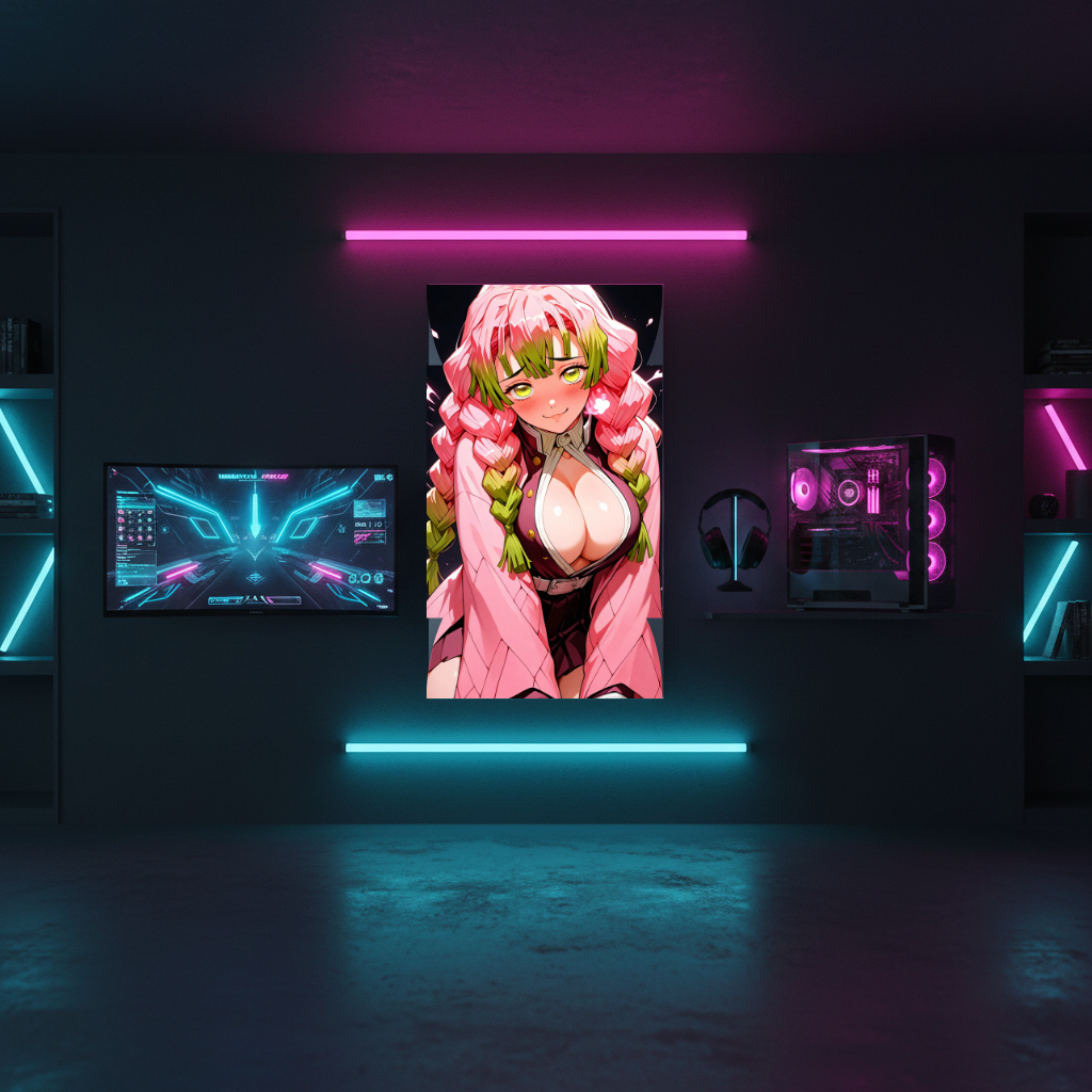 Mitsuri Kanroji – Anime Metallposter & Demon Slayer Metalldisplay (Hashira Wandkunst)