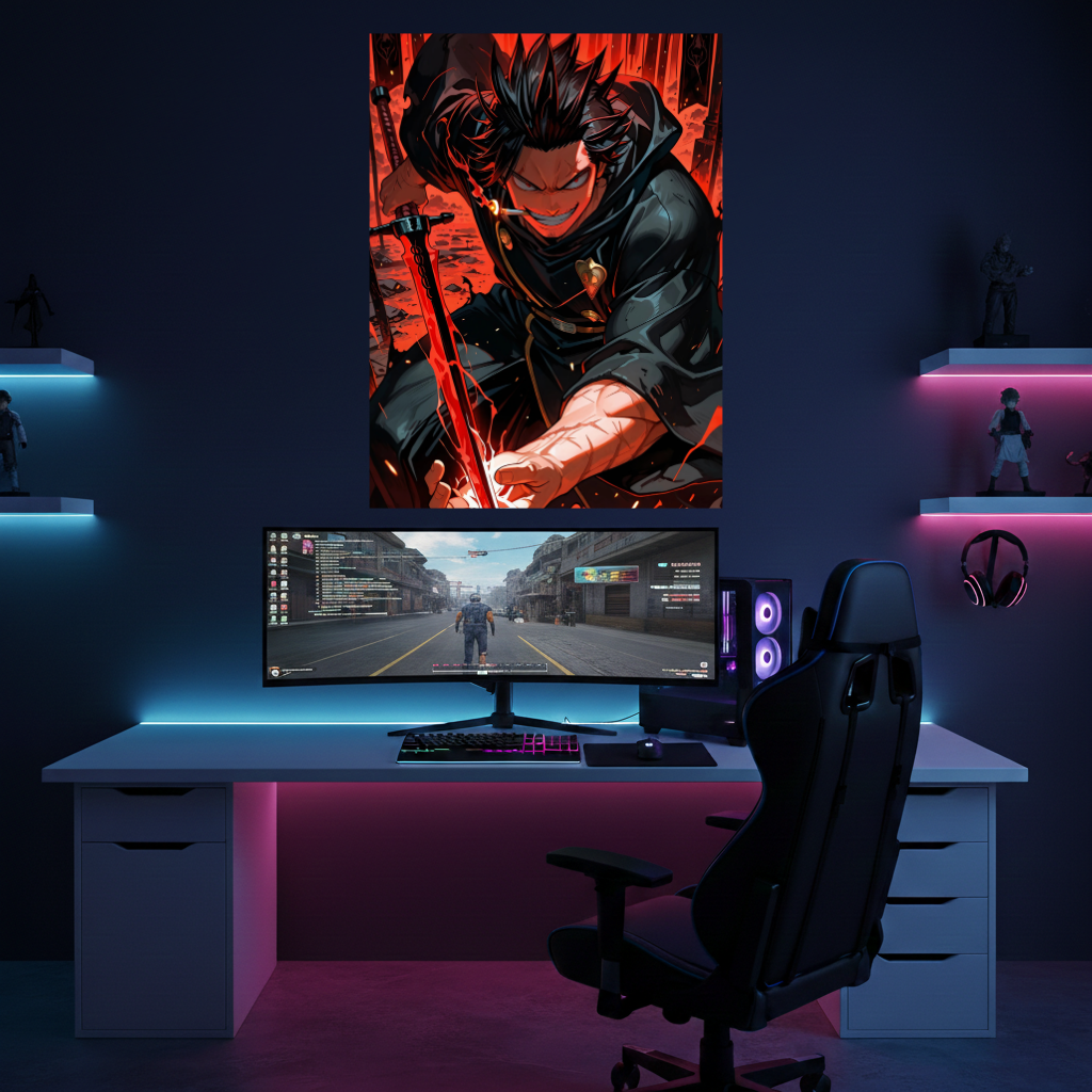 Black Clover Yami Sukehiro Red Sword Metal Poster – Intense Captain Art