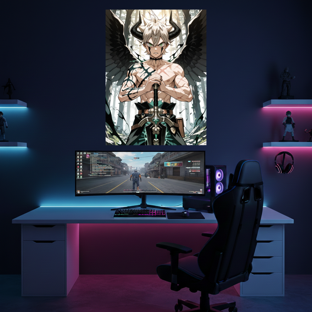 Black Clover Asta Devil Union Wings Metal Poster - Green Magic Demon