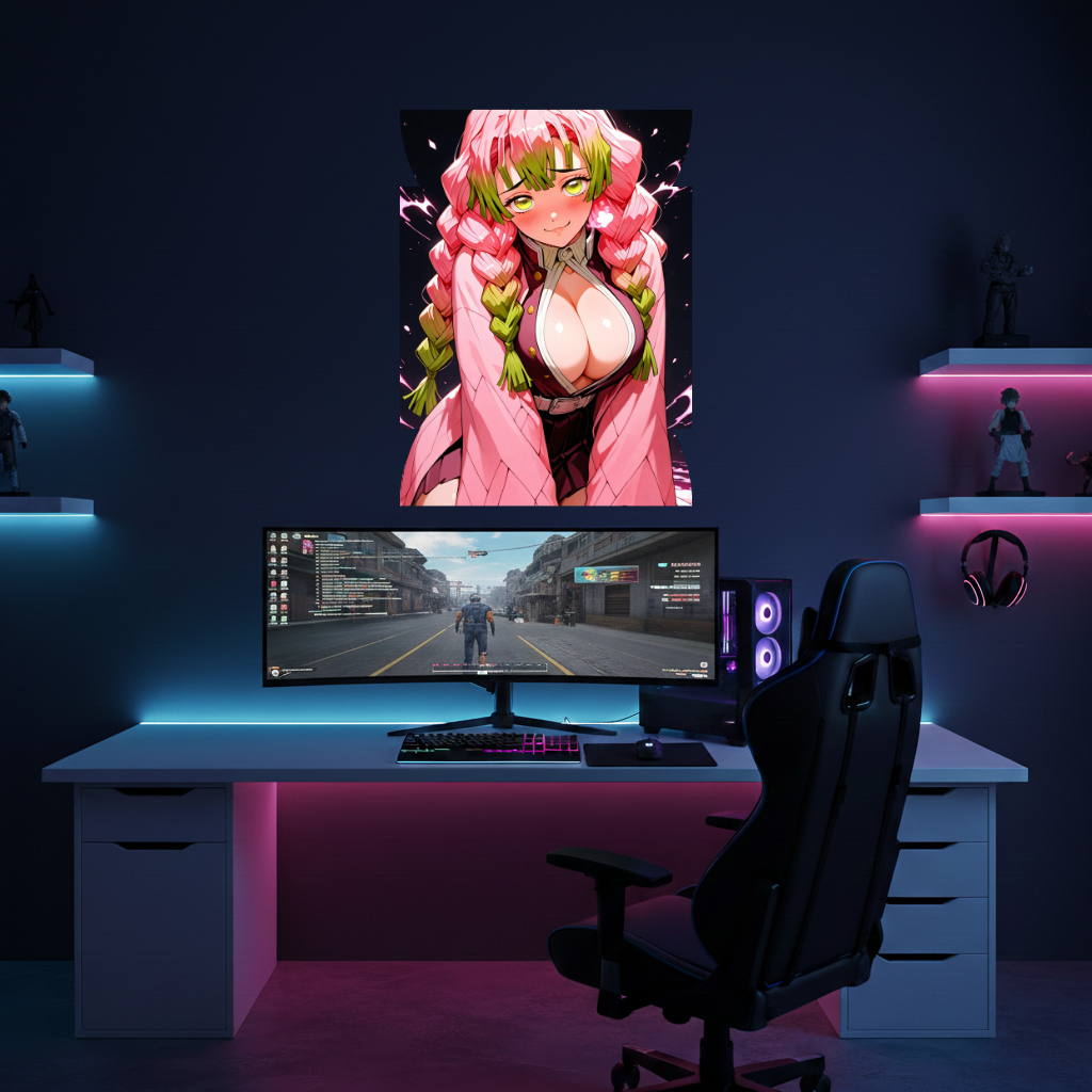 Mitsuri Kanroji – Anime Metallposter & Demon Slayer Metalldisplay (Hashira Wandkunst)