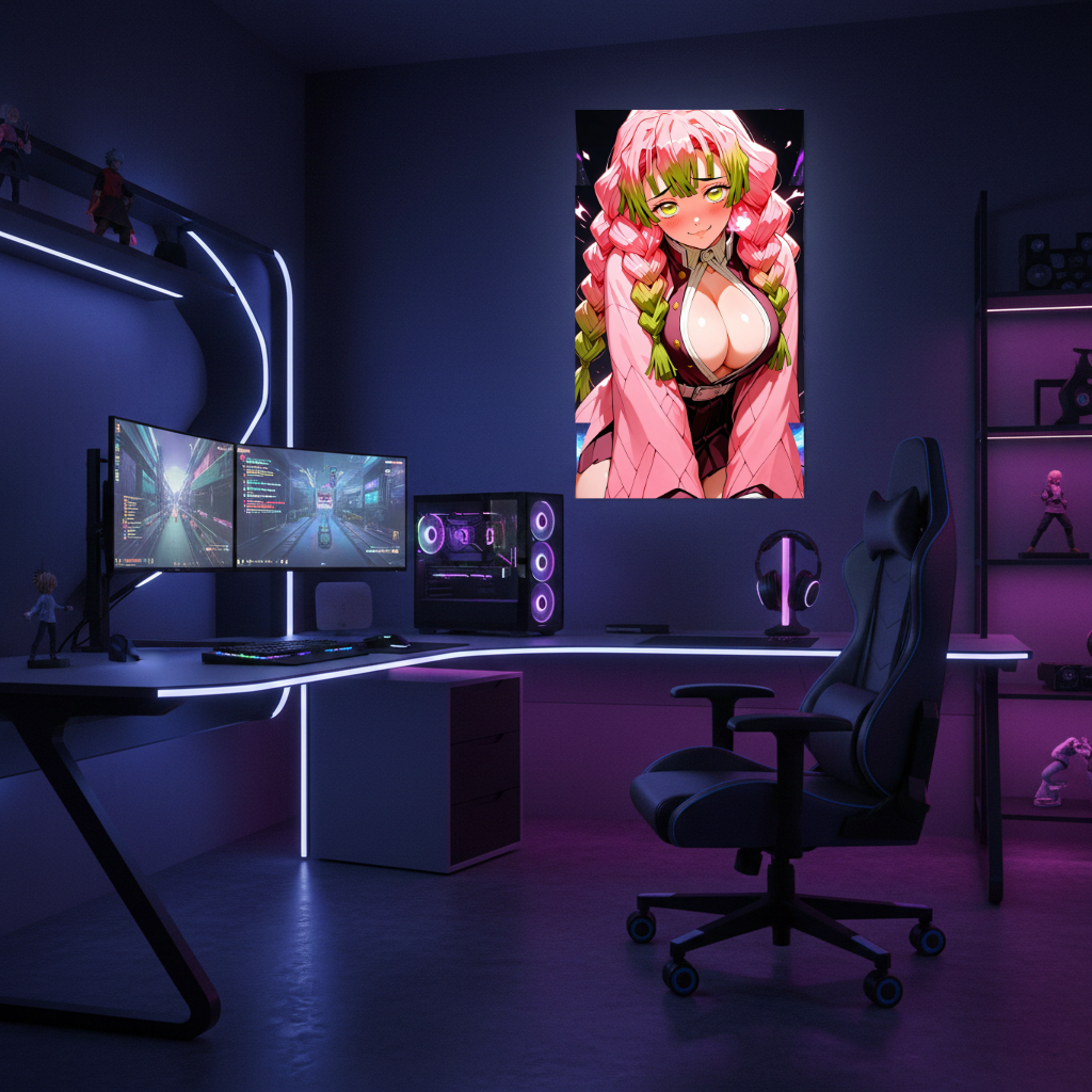 Mitsuri Kanroji – Anime Metallposter & Demon Slayer Metalldisplay (Hashira Wandkunst)