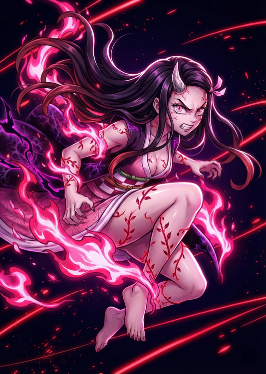 Nezuko Kamado – Anime Metalldisplay & Demon Slayer Kunst (Aluminiumdruck)