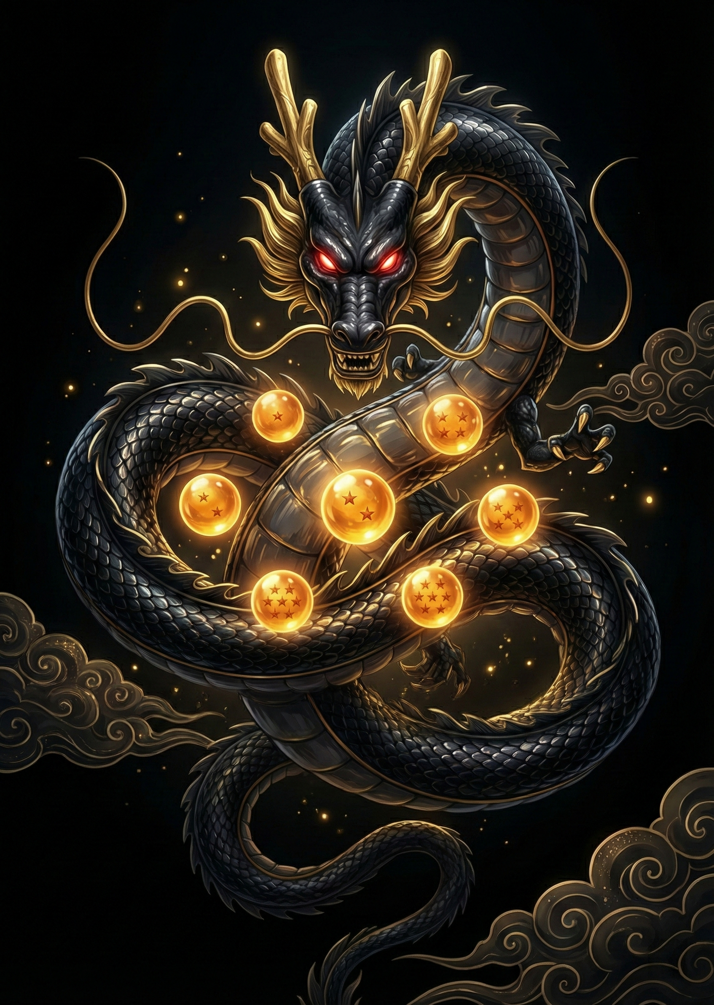 Shenlong Dragon Ball Metal Poster – Premium Drachen Wandkunst mit 7 Dragon Balls