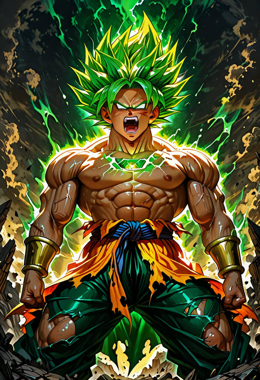 Broly Legendary Full Power | Premium Metall Displate | Dragon Ball Super Action Wandkunst & Magnet-Poster