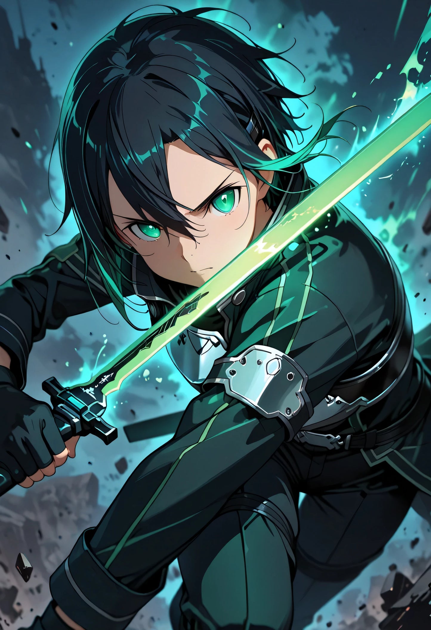 Kirito GGO – Photon Blade Master | Premium Metal Displate | Sword Art Online Action Wall Art &amp; Magnet Poster