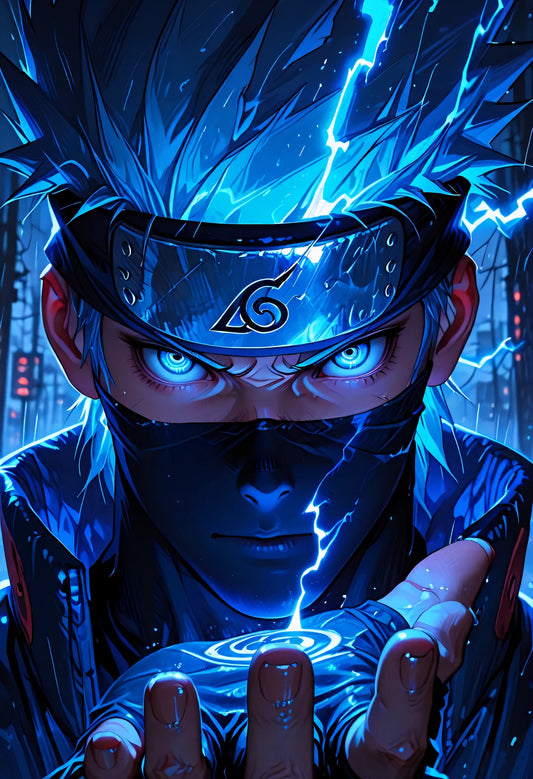 Kakashi Hatake Chidori | Premium Metall Displate | Naruto Shippuden Wandkunst & Magnet-Poster