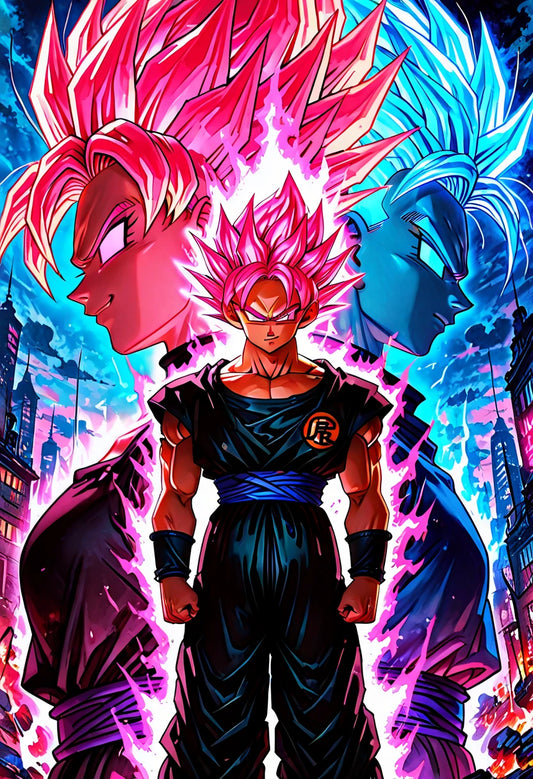 Goku Black (Rosé) – Divine Wrath | Premium Metall Displate | Dragon Ball Super Wandkunst & Magnet-Poster