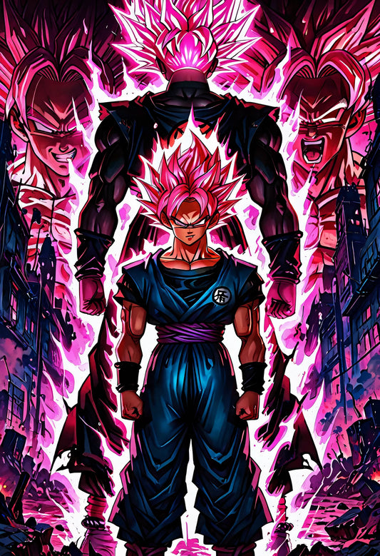 Goku Black (Rosé) – Final Retribution | Premium Metall Displate | Dragon Ball Super Wandkunst & Magnet-Poster
