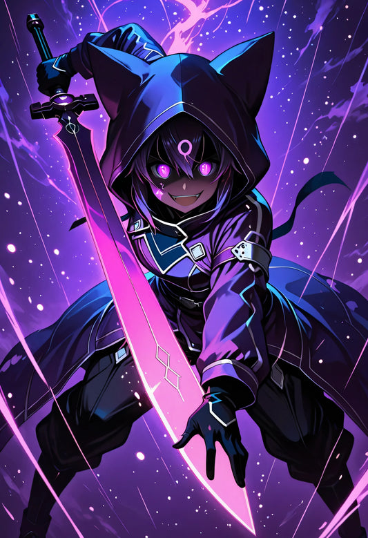 Yuuki Konno – Shadow Cat Assassin | Premium Metall Displate | Sword Art Online Dark Wandkunst & Magnet-Poster