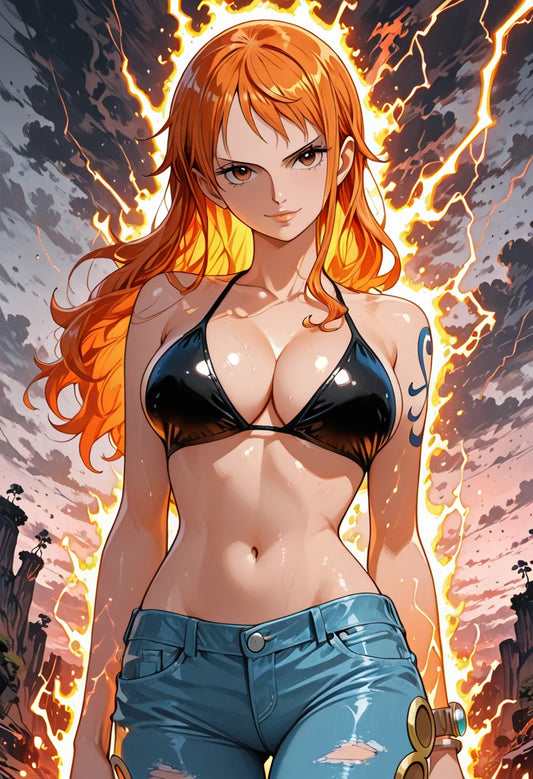 Nami – One Piece Anime Metallposter, glänzende Wandkunst & Navigatorin Metalldisplay