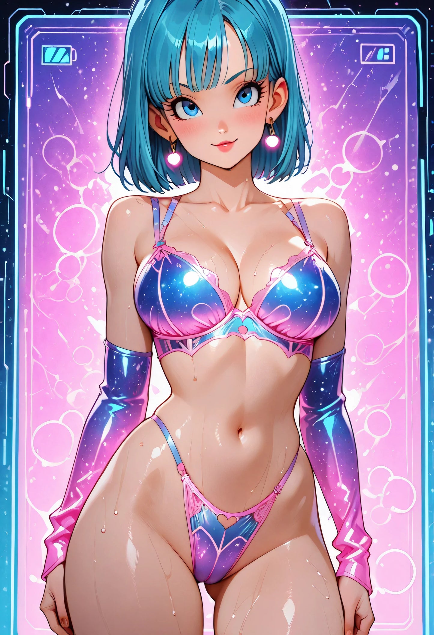 Bulma Briefs – Cyber ​​Pop Bikini (+18) | Premium Metal Displate | Holographic Art 🩷🩵