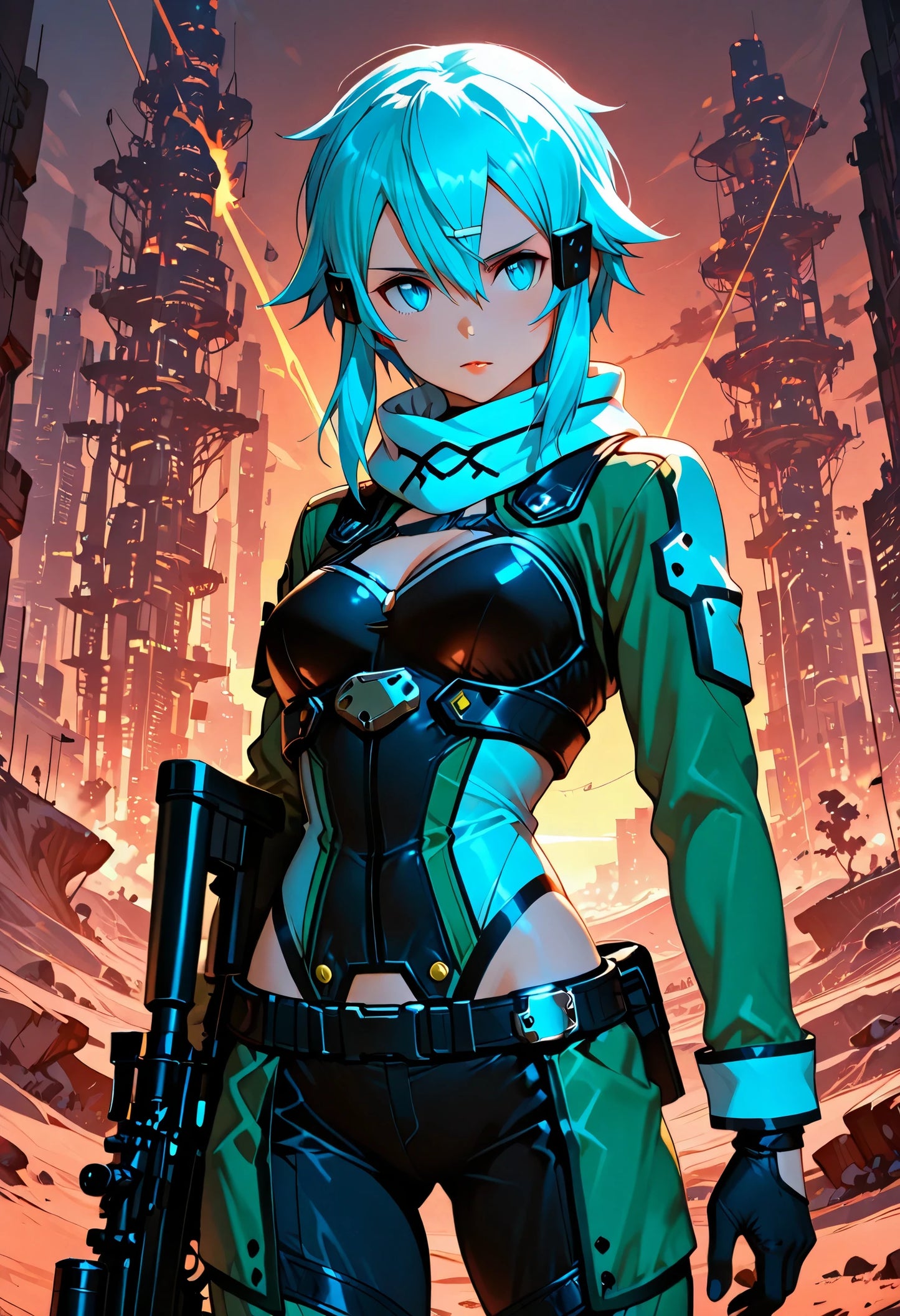Sinon GGO – Phantom Sniper | Premium Metal Displate | Gun Gale Online Wall Art &amp; Magnet Poster