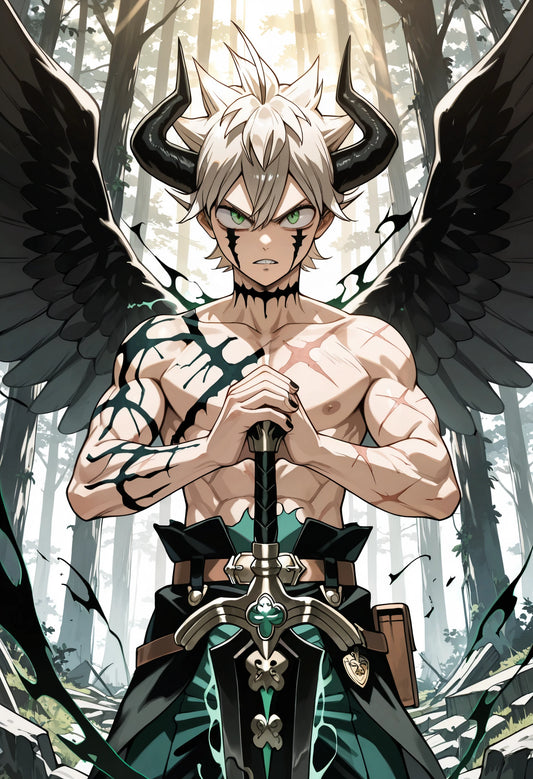 Black Clover Asta Devil Union Wings Metal Poster – Green Magic Demon