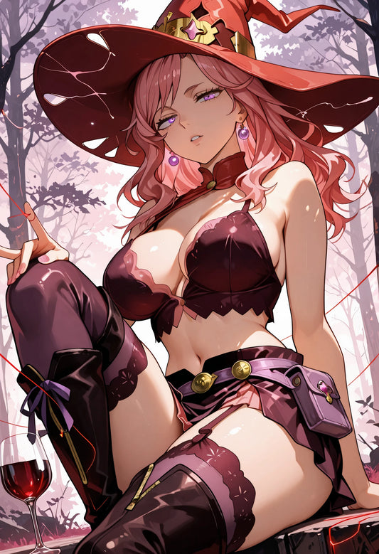 Black Clover Vanessa Enoteca Witch Hat Metal Poster – Sexy Thread Magic Art